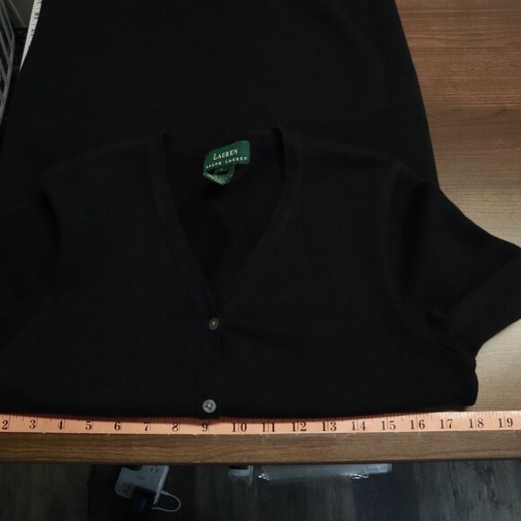 Lauren Ralph Lauren Cardigan Women L Black Preppy Sophisticated Classic Timeless - Picture 9 of 14